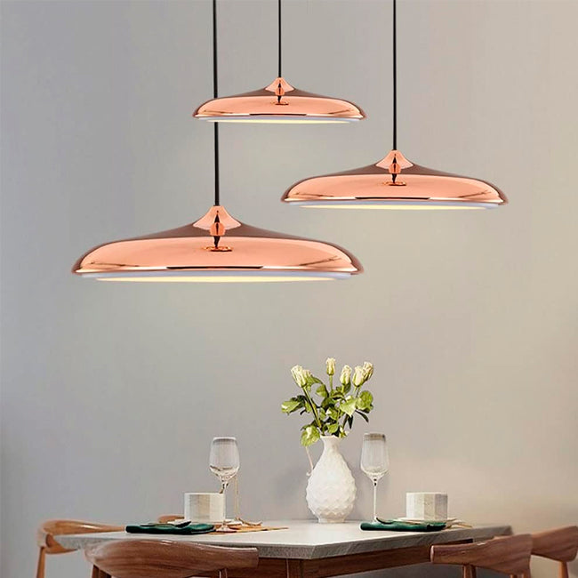 LÁMPARA COLGANTE CAMPANA UFO DE ALUMINIO ROXY ROSE GOLD LED