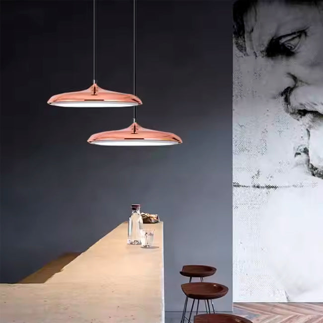 LÁMPARA COLGANTE CAMPANA UFO DE ALUMINIO ROXY ROSE GOLD LED