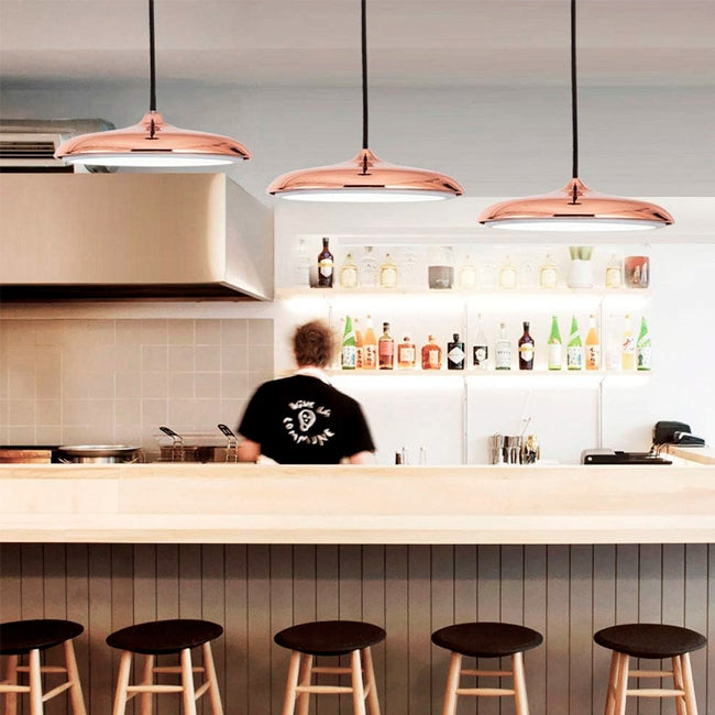 LÁMPARA COLGANTE CAMPANA UFO DE ALUMINIO ROXY ROSE GOLD LED
