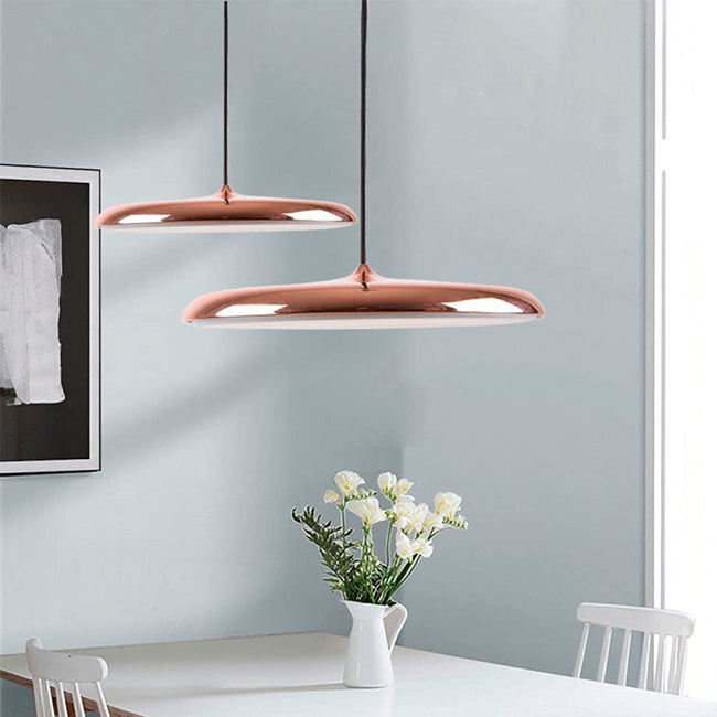 LÁMPARA COLGANTE CAMPANA UFO DE ALUMINIO ROXY ROSE GOLD LED
