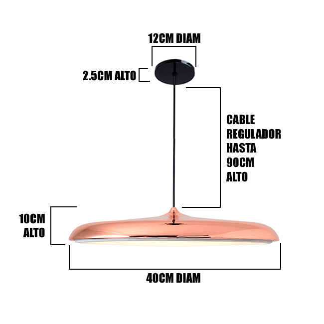 LÁMPARA COLGANTE CAMPANA UFO DE ALUMINIO ROXY ROSE GOLD LED