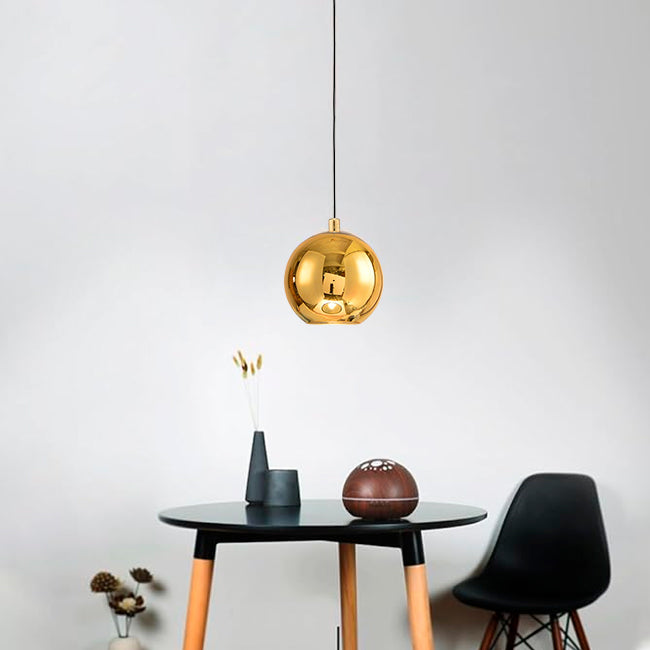LÁMPARA COLGANTE CAMPANA DE VIDRIO AURORA GOLD / SIN FOCO