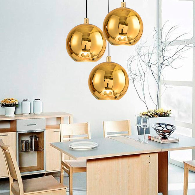 LÁMPARA COLGANTE CAMPANA DE VIDRIO AURORA GOLD / SIN FOCO