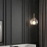 LÁMPARA COLGANTE CAMPANA DE VIDRIO DELIA LUX BRONZE / SIN FOCO