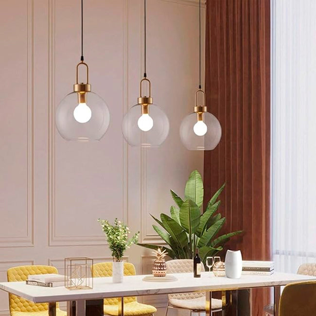 LÁMPARA COLGANTE CAMPANA DE VIDRIO DELIA LUX BRONZE / SIN FOCO