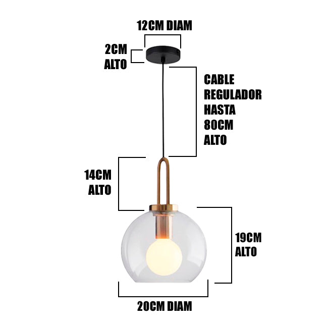 LÁMPARA COLGANTE CAMPANA DE VIDRIO DELIA LUX BRONZE / SIN FOCO