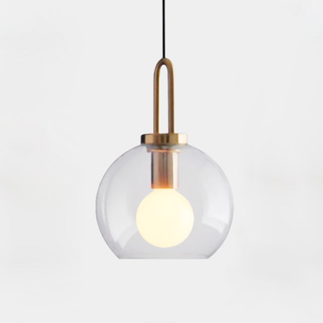 LÁMPARA COLGANTE CAMPANA DE VIDRIO DELIA LUX BRONZE / SIN FOCO