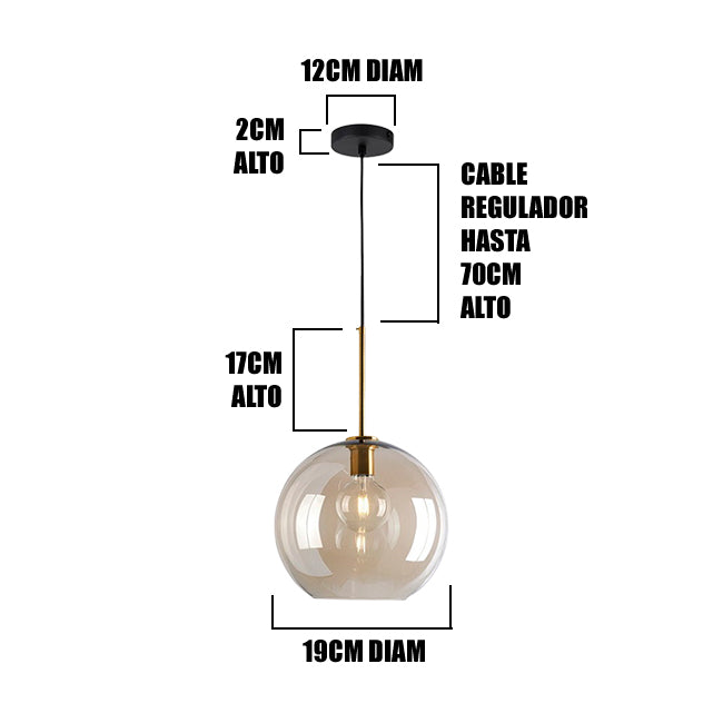 LÁMPARA COLGANTE CAMPANA DE VIDRIO CINDERELLA LUX BRONZE / SIN FOCO