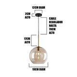 LÁMPARA COLGANTE CAMPANA DE VIDRIO CINDERELLA LUX BRONZE / SIN FOCO
