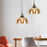 LÁMPARA COLGANTE CAMPANA DE VIDRIO KATARA LUX BRONZE AMBAR / SIN FOCO