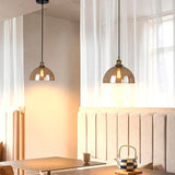 LÁMPARA COLGANTE CAMPANA DE VIDRIO KATARA LUX BRONZE AMBAR / SIN FOCO