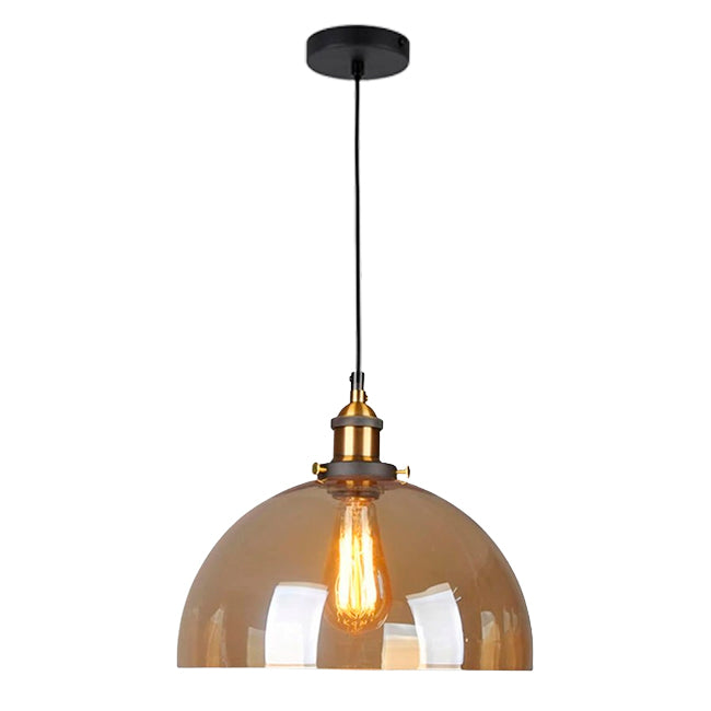 LÁMPARA COLGANTE CAMPANA DE VIDRIO KATARA LUX BRONZE AMBAR / SIN FOCO