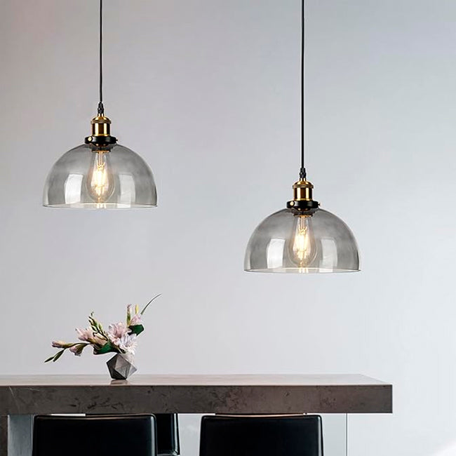 LÁMPARA COLGANTE CAMPANA DE VIDRIO KATARA LUX BRONZE SMOKE GRAY / SIN FOCO