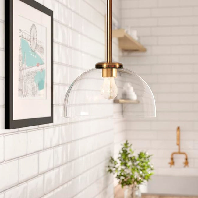 LÁMPARA COLGANTE CAMPANA DE VIDRIO SUKI LUX BRONZE / SIN FOCO