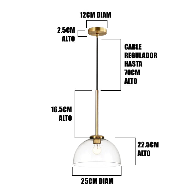 LÁMPARA COLGANTE CAMPANA DE VIDRIO SUKI LUX BRONZE / SIN FOCO