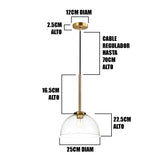 LÁMPARA COLGANTE CAMPANA DE VIDRIO SUKI LUX BRONZE / SIN FOCO