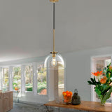 LÁMPARA COLGANTE CAMPANA DE VIDRIO SUKI LUX BRONZE / SIN FOCO