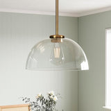LÁMPARA COLGANTE CAMPANA DE VIDRIO SUKI LUX BRONZE / SIN FOCO