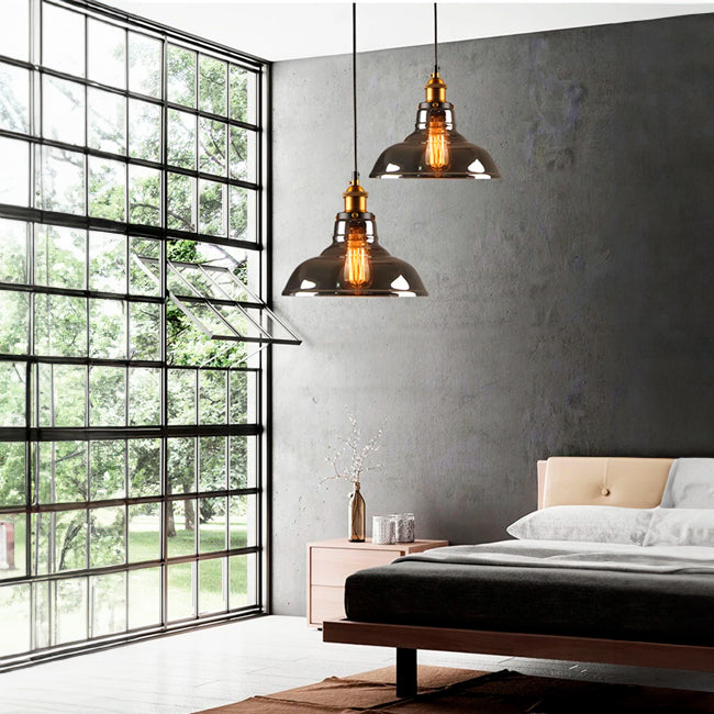 LÁMPARA COLGANTE CAMPANA DE VIDRIO KYOSHI LUX BRONZE SMOKE GRAY / SIN FOCO