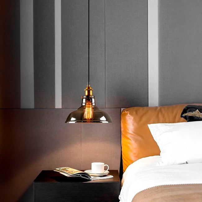 LÁMPARA COLGANTE CAMPANA DE VIDRIO KYOSHI LUX BRONZE SMOKE GRAY / SIN FOCO