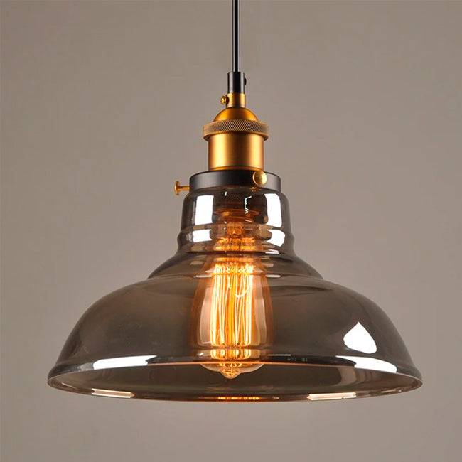 LÁMPARA COLGANTE CAMPANA DE VIDRIO KYOSHI LUX BRONZE SMOKE GRAY / SIN FOCO