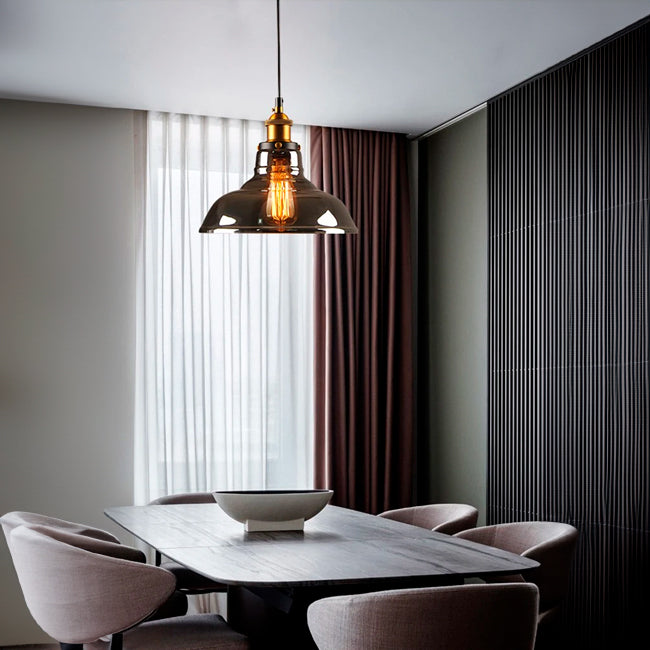 LÁMPARA COLGANTE CAMPANA DE VIDRIO KYOSHI LUX BRONZE SMOKE GRAY / SIN FOCO