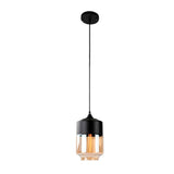 LÁMPARA COLGANTE CILINDRO DE VIDRIO GABRIELA BLACK AMBAR / SIN FOCO