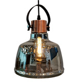 LÁMPARA COLGANTE CAMPANA VINTAGE DE VIDRIO ASTRID CHROME / SIN FOCO