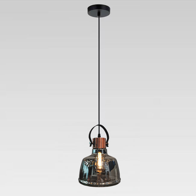 LÁMPARA COLGANTE CAMPANA VINTAGE DE VIDRIO ASTRID CHROME / SIN FOCO
