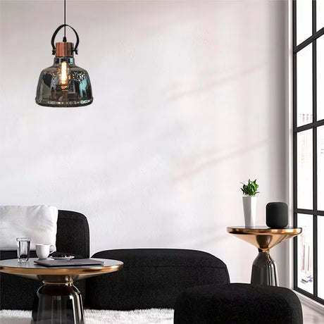 LÁMPARA COLGANTE CAMPANA VINTAGE DE VIDRIO ASTRID CHROME / SIN FOCO