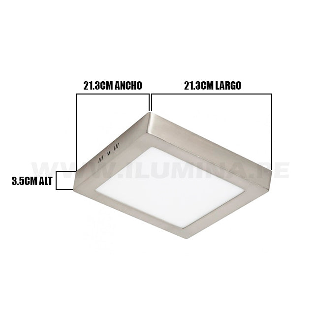 PANEL PLATEADO LED CUADRADO 18W ADOSABLE SIMPLE LUZ CÁLIDA 3000K