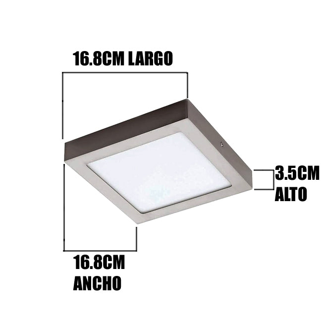 PANEL PLATEADO LED CUADRADO 12W ADOSABLE SIMPLE LUZ BLANCA 6500K – i-Lumina