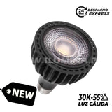 FOCO LED PAR30 20W 55° 3000K LUZ CÁLIDA E27 BASE COLOR NEGRO ILUMINA