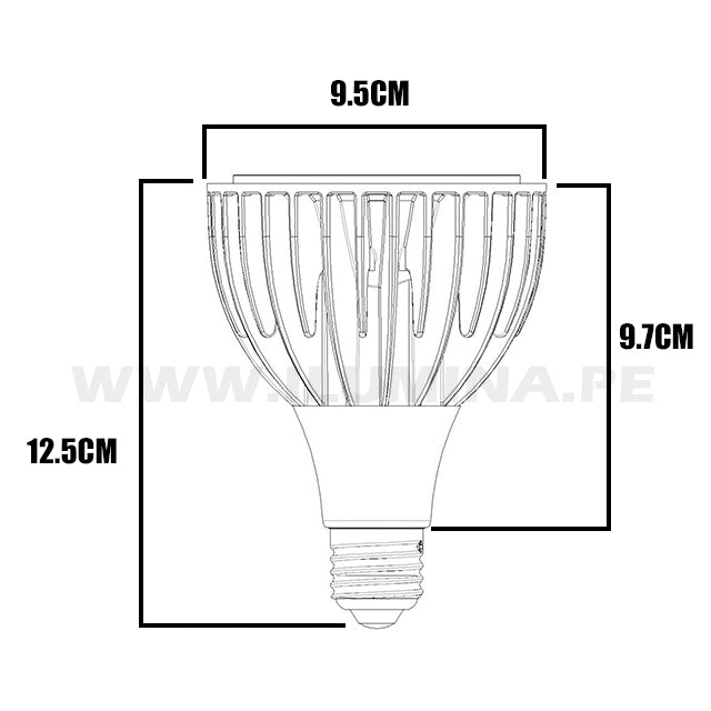 FOCO LED PAR30 20W 30° 3000K LUZ CÁLIDA E27 BASE COLOR NEGRO ILUMINA