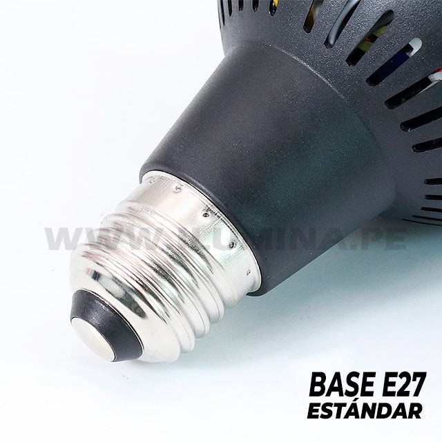 FOCO LED PAR30 45W 45° 3000K LUZ CÁLIDA E27 BASE COLOR NEGRO + PLATEAD ...