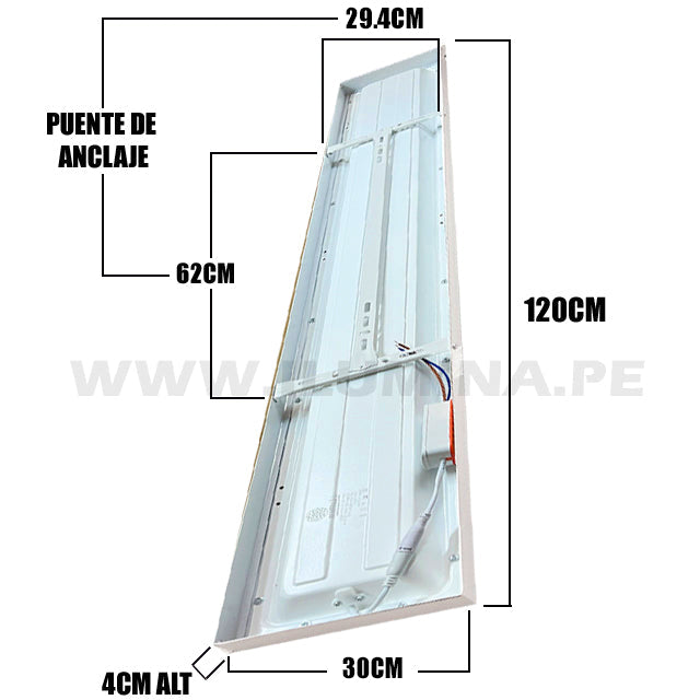 PANEL LED RECTANGULAR 48W 1200X300 4000K LUZ INTERMEDIA