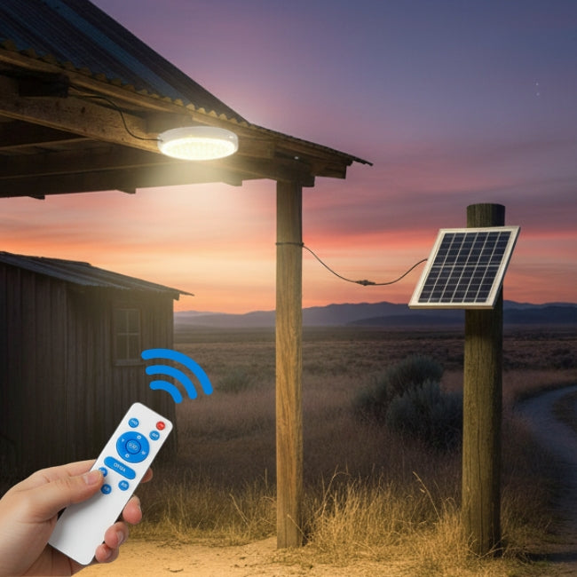 PLAFÓN LED TRICOLOR 36W IP65 + PANEL SOLAR + CONTROL REMOTO