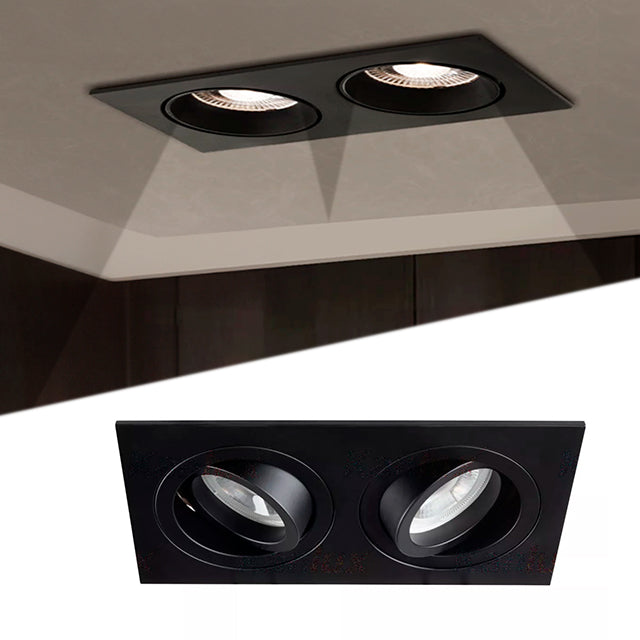 SPOT LED EMPOTRABLE CARDANE CARDÁNICA NEGRO ORIENTABLE + 02 DICROICOS LED