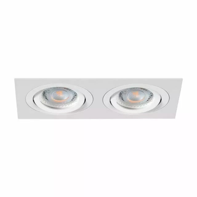 SPOT LED EMPOTRABLE CARDANE CARDÁNICA BLANCO ORIENTABLE + 02 DICROICOS LED LUZ CÁLIDA 6W