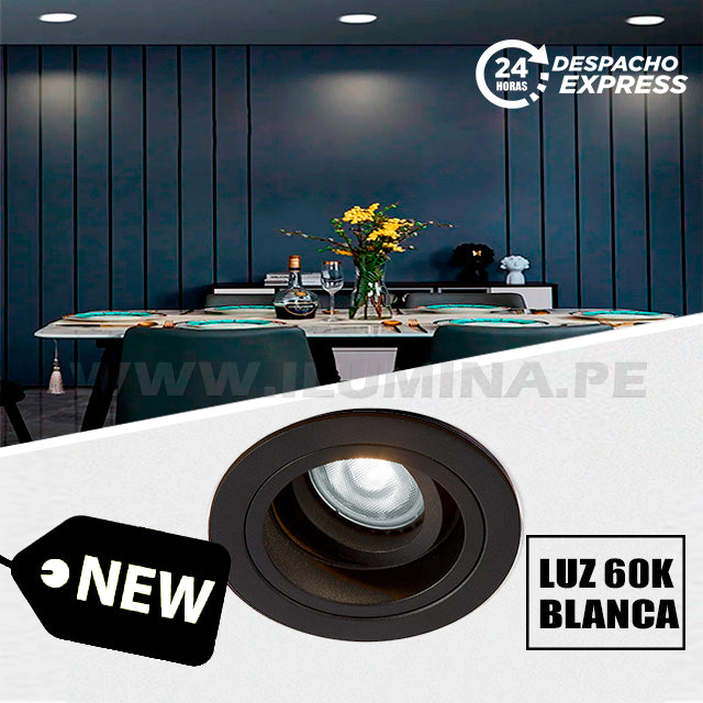 SET COMPLETO - SPOT EMPOTRABLE RECESADO ELIANA CON DICROICO LED 6W LUZ BLANCA 6000K