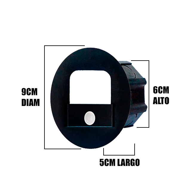 SPOT LUZ GUÍA DE PASO FABIANA LED SIMÉTRICO 3W CIRCULAR NEGRO CON SENSOR DE MOVIMIENTO LUZ CÁLIDA