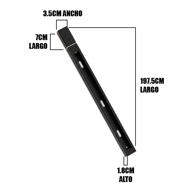 RIEL DE ALUMINIO PROFESIONAL 2.00 METROS NEGRO - PESADO NVR