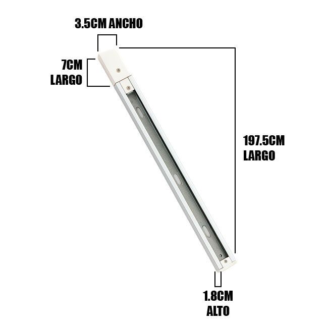 RIEL DE ALUMINIO PROFESIONAL 2.00 METROS BLANCO - PESADO NVR