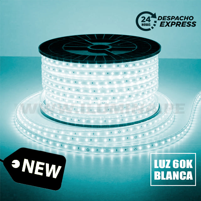 ROLLO DE CINTA LED 220 VOLTIOS X100 METROS LUZ BLANCA 6000K ILUMINA