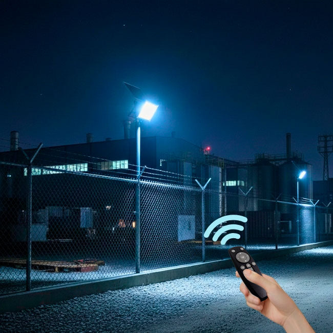 REFLECTOR LED 300W LUZ BLANCA + PANEL SOLAR + CONTROL REMOTO