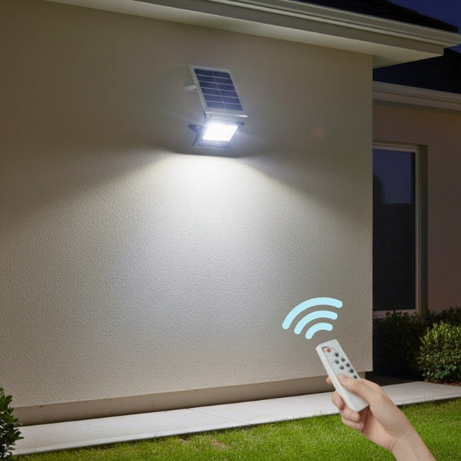 REFLECTOR LED 60W LUZ BLANCA + PANEL SOLAR + CONTROL REMOTO