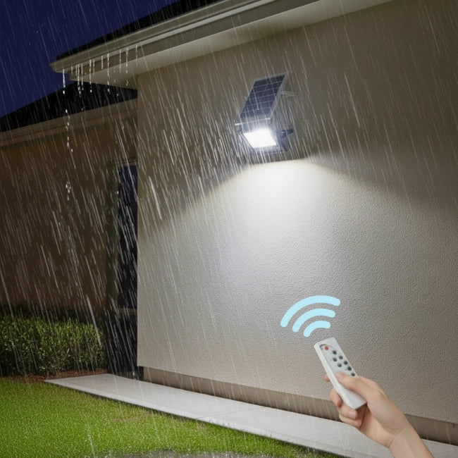 REFLECTOR LED 60W LUZ BLANCA + PANEL SOLAR + CONTROL REMOTO