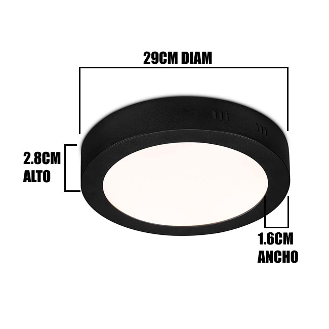 PANEL NEGRO LED CIRCULAR 24W ADOSABLE SIMPLE LUZ CÁLIDA 3000K - ILUMINA