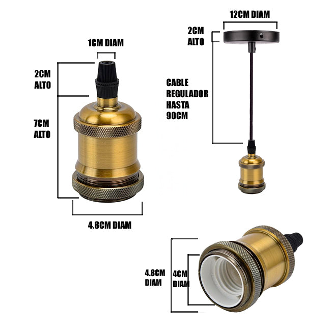 SOCKET E27 DECORATIVO VINTAGE ORO VIEJO