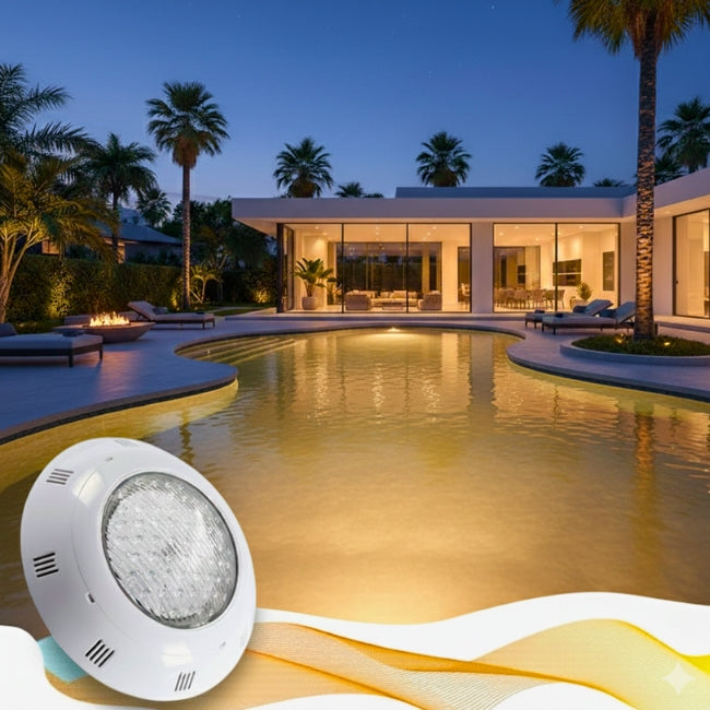 SPOT SUMERGIBLE LED 35W ACUÁTICO PARA PISCINAS LUZ CÁLIDA 3000K - 12 VOLTIOS
